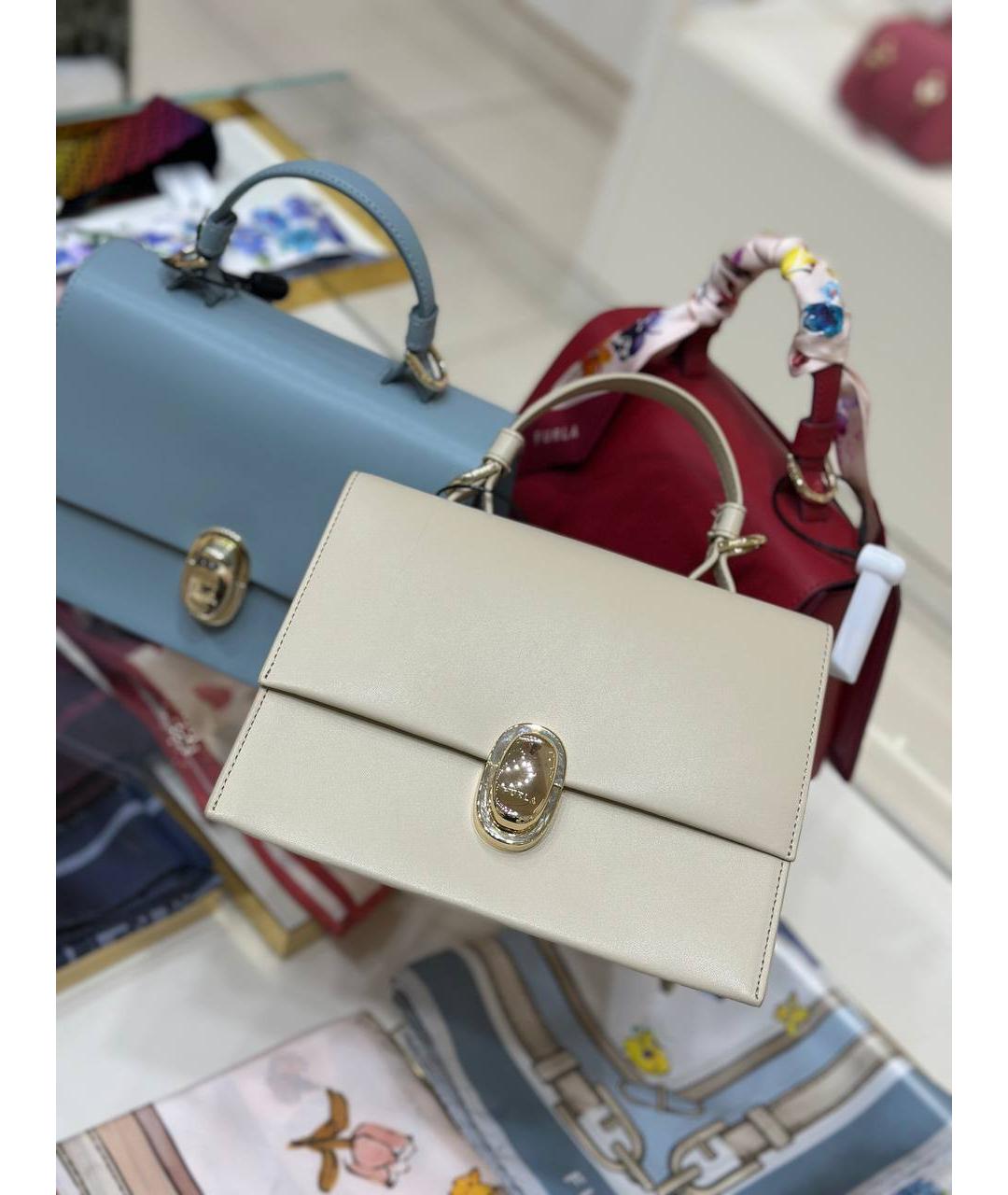 FURLA Бежевая кожаная сумка через плечо, фото 2