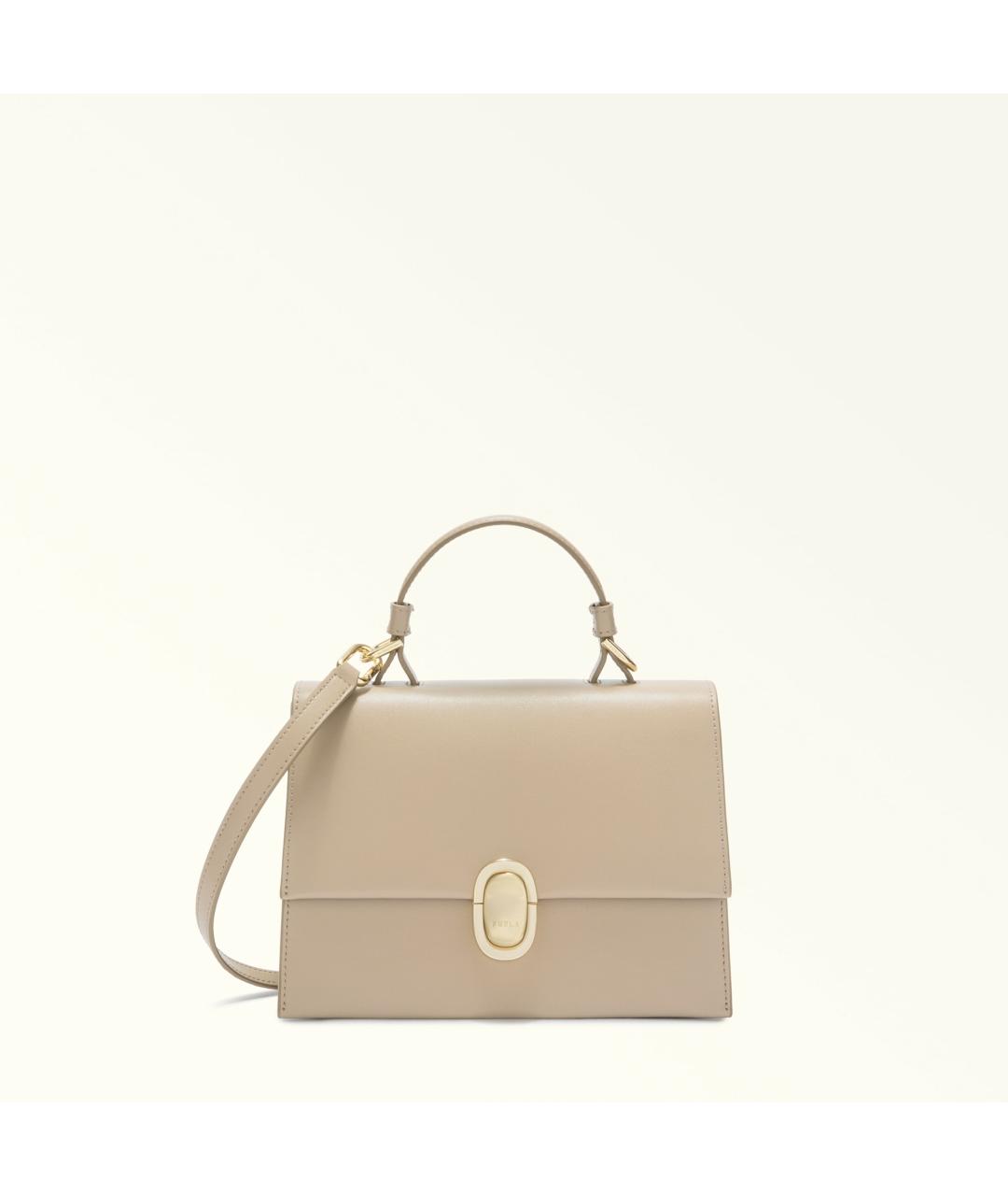 FURLA Бежевая кожаная сумка через плечо, фото 7