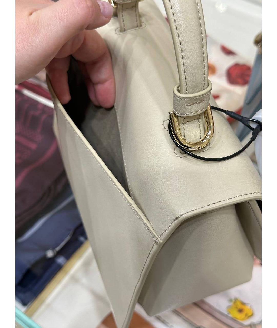 FURLA Бежевая кожаная сумка через плечо, фото 3