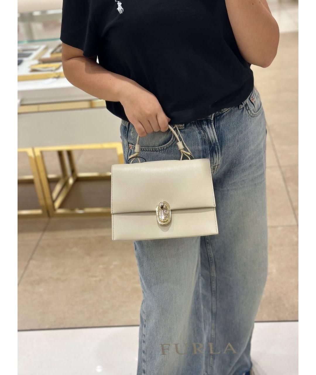 FURLA Бежевая кожаная сумка через плечо, фото 6