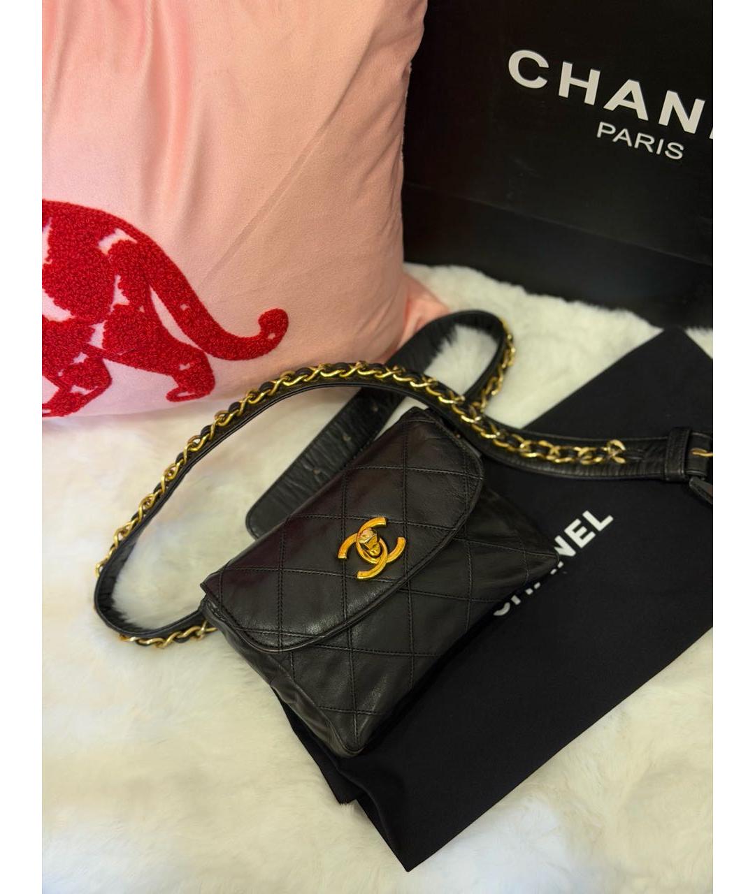 CHANEL Черная кожаная поясная сумка, фото 2