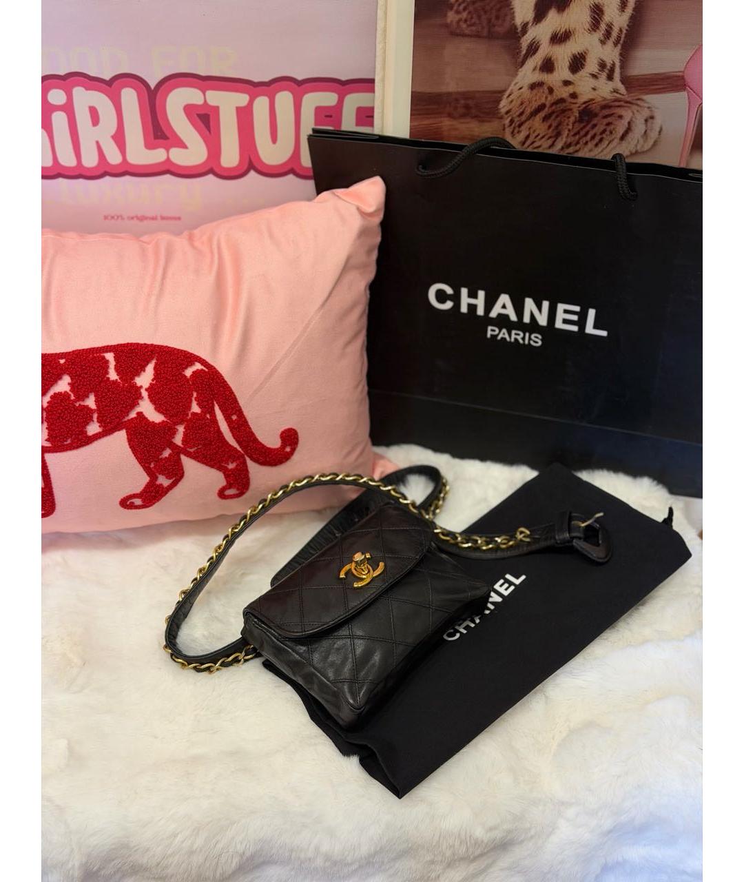 CHANEL Черная кожаная поясная сумка, фото 3