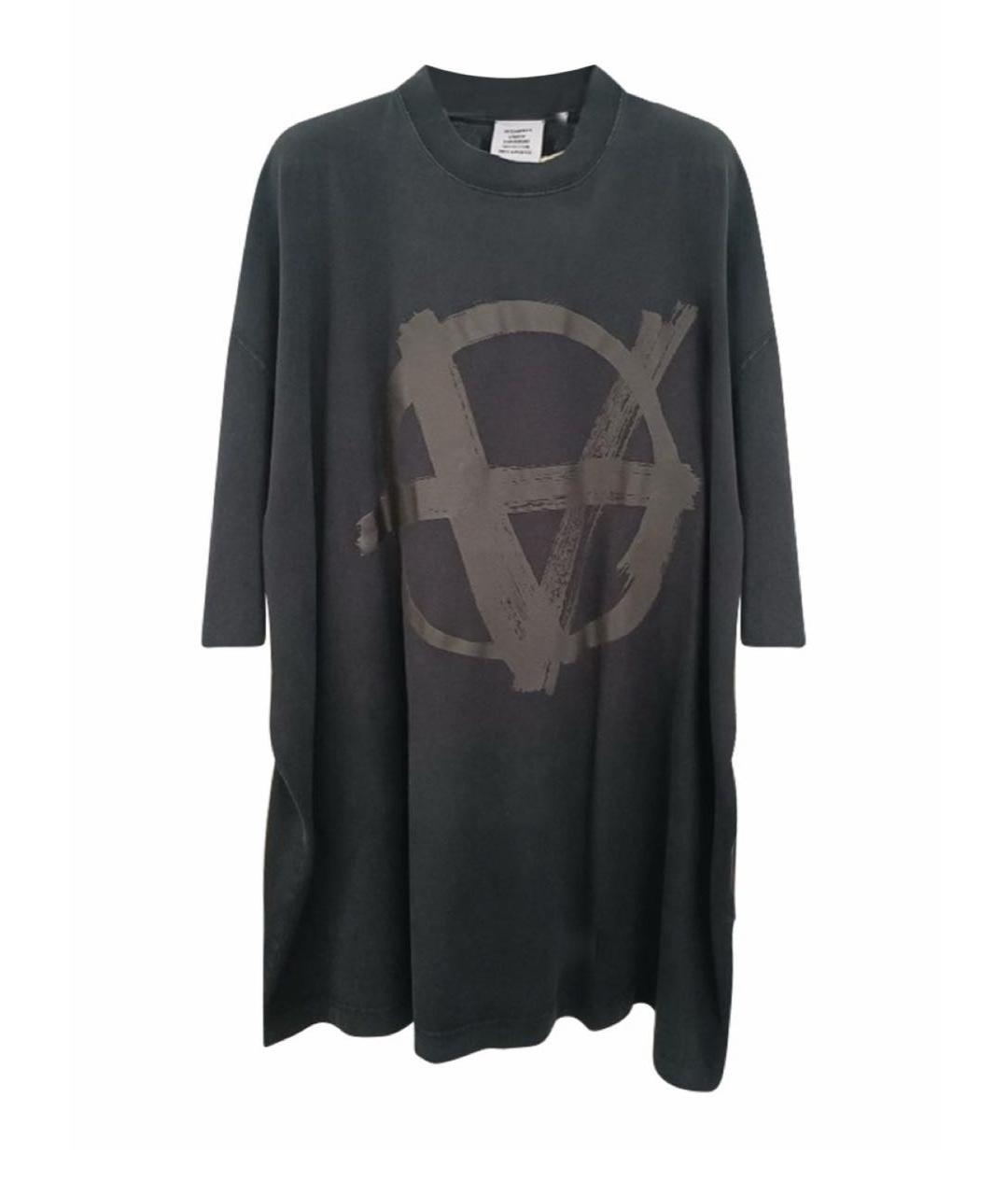 VETEMENTS Антрацитовая хлопковая футболка, фото 9