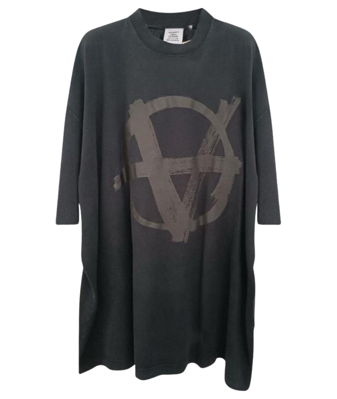 VETEMENTS Антрацитовая хлопковая футболка, фото 1