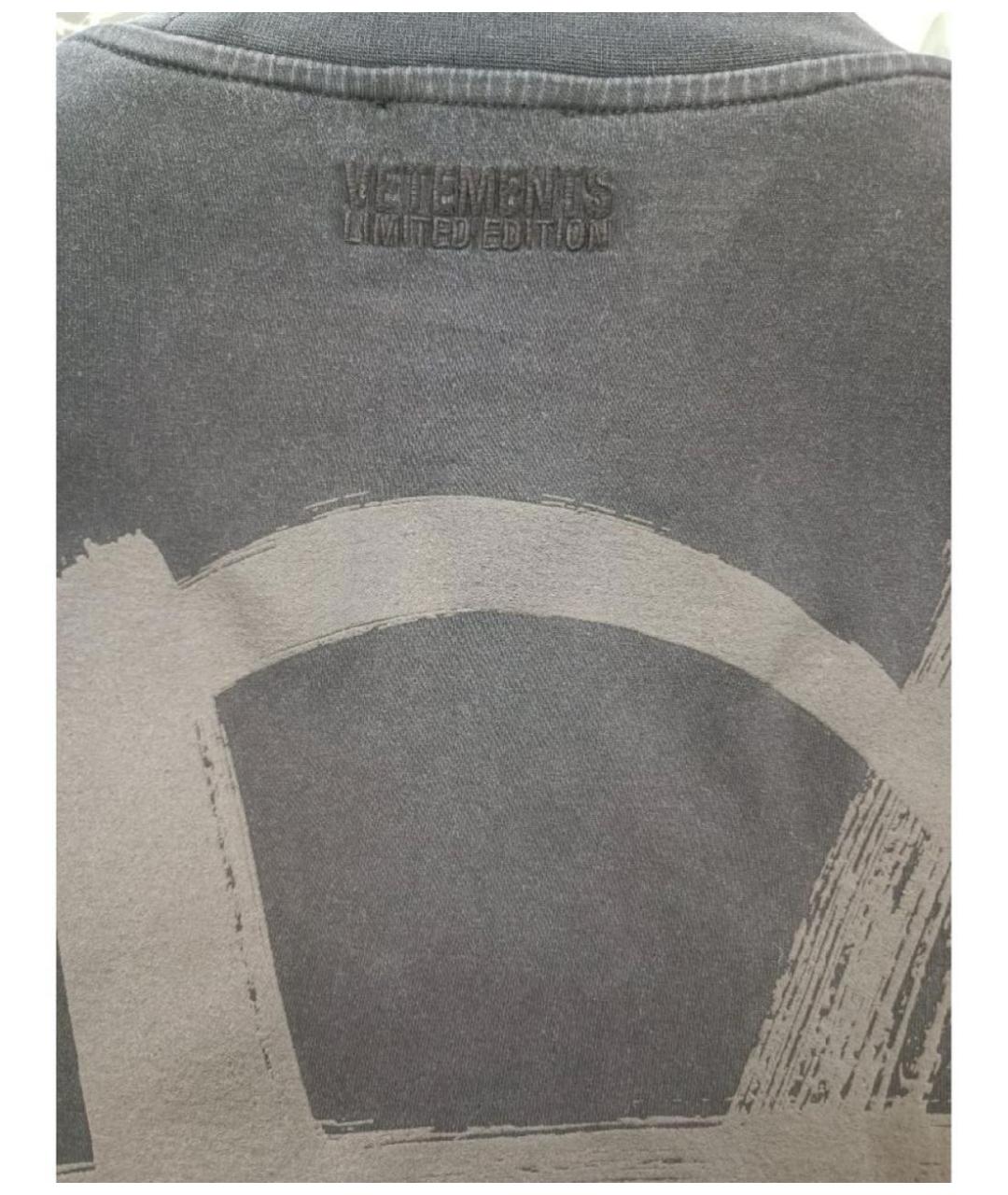 VETEMENTS Антрацитовая хлопковая футболка, фото 4