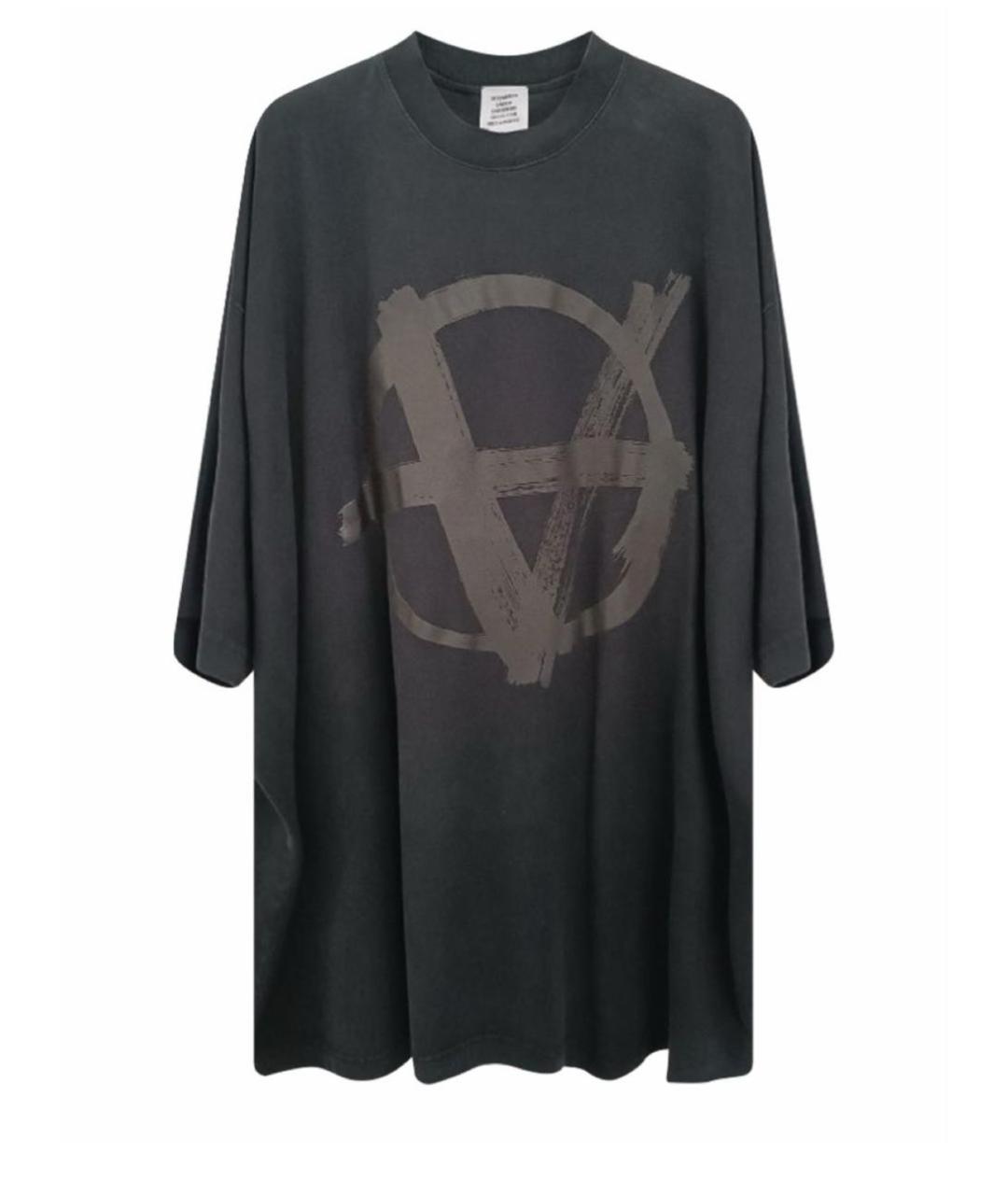 VETEMENTS Антрацитовая хлопковая футболка, фото 8