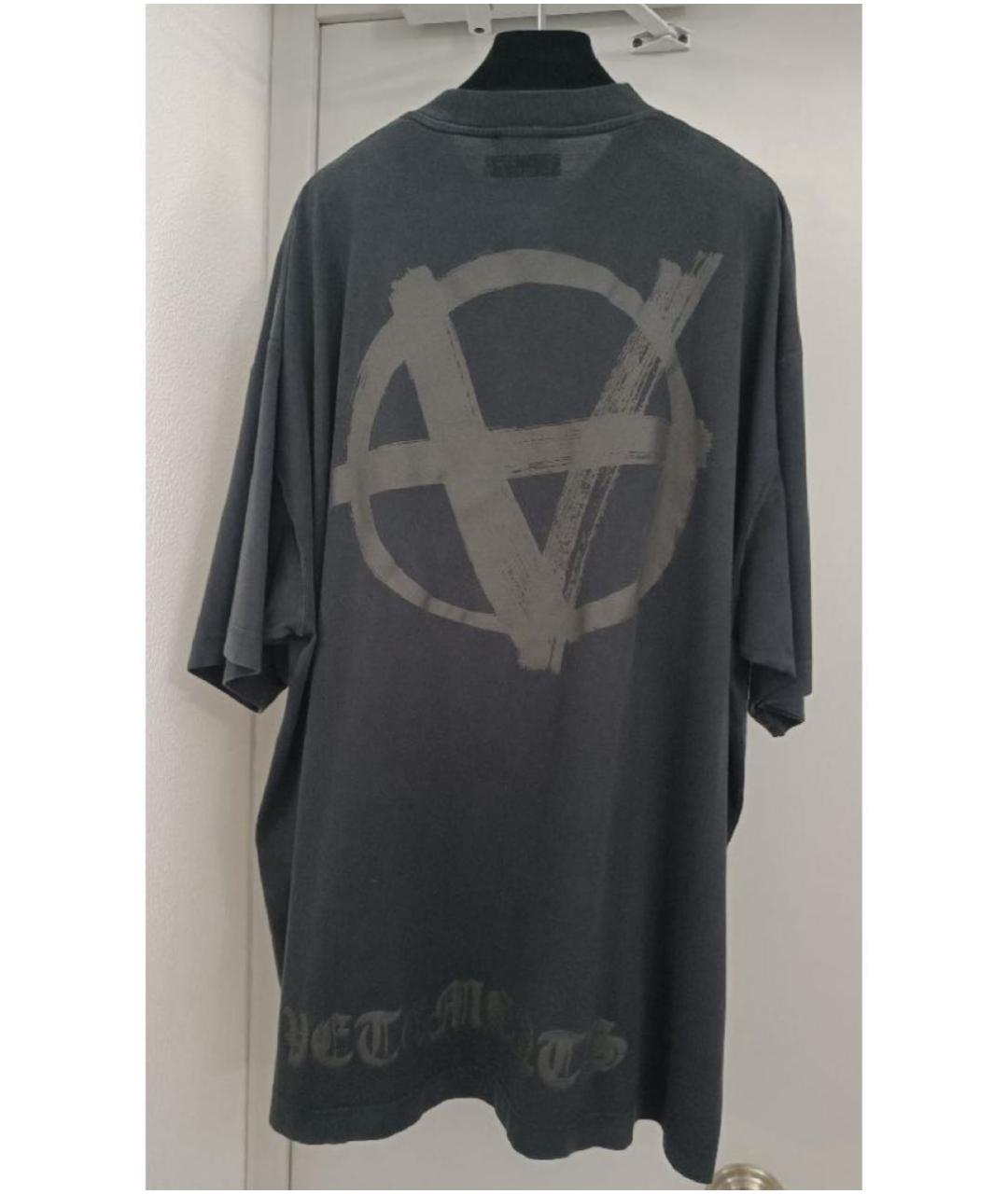 VETEMENTS Антрацитовая хлопковая футболка, фото 2