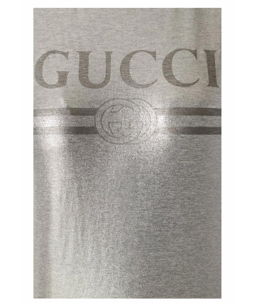 GUCCI Серебряная хлопковая футболка, фото 3