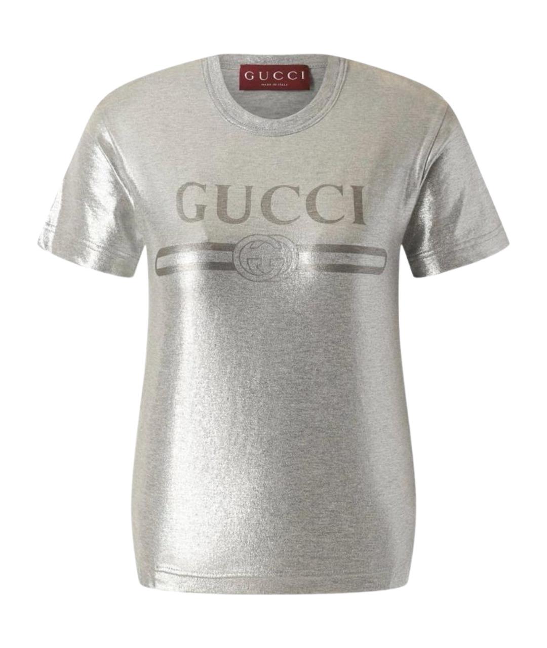 GUCCI Серебряная хлопковая футболка, фото 1