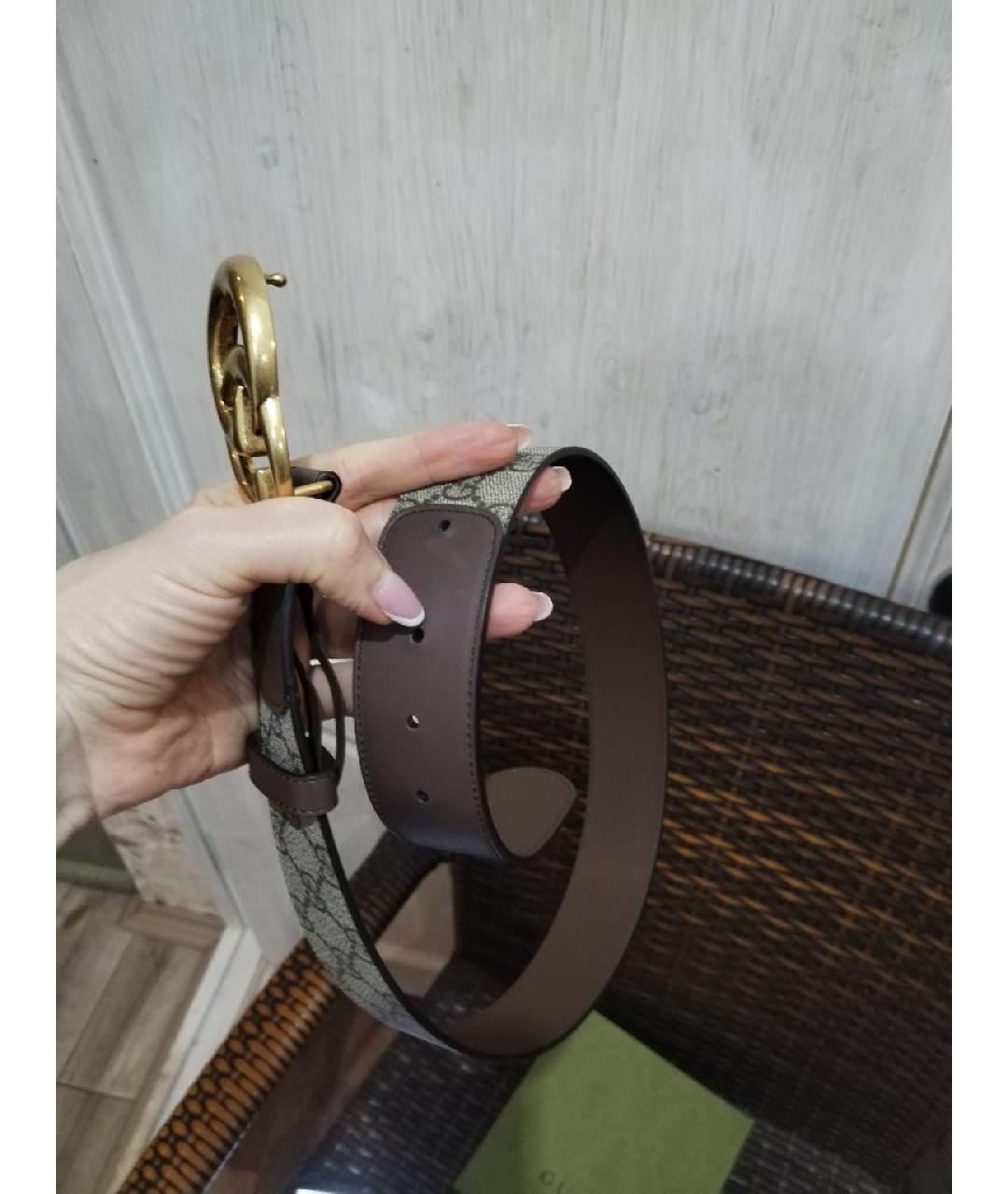 GUCCI Бежевый кожаный ремень, фото 5