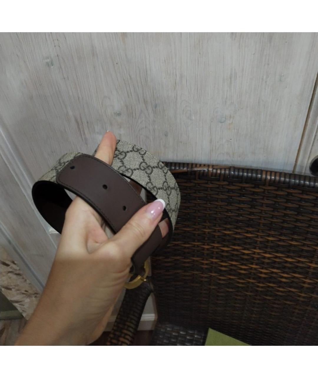 GUCCI Бежевый кожаный ремень, фото 3