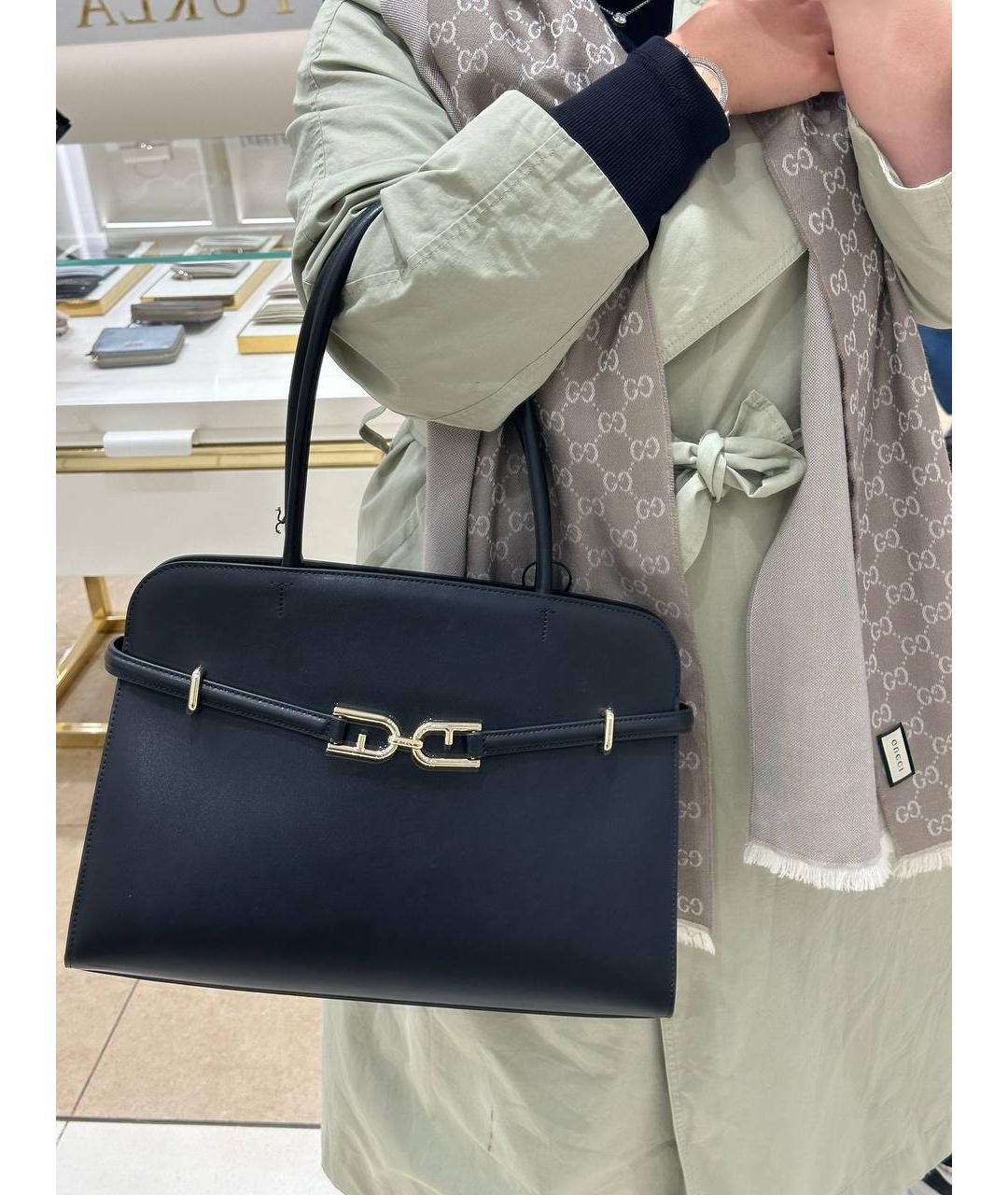 FURLA Черная кожаная сумка тоут, фото 4