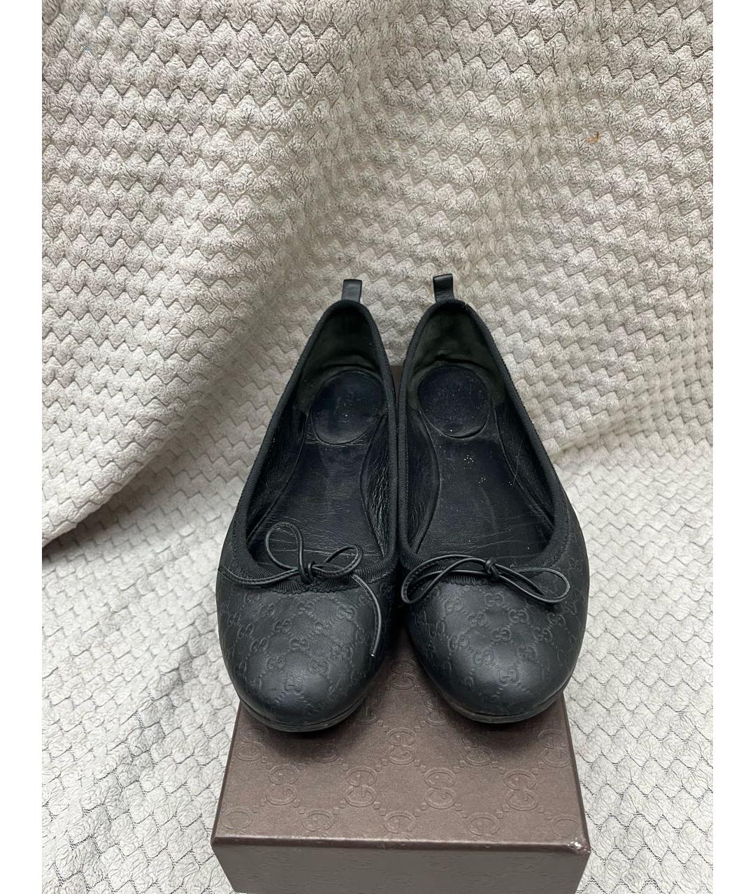 GUCCI Черные кожаные балетки, фото 2