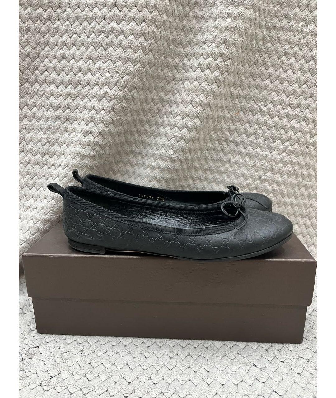 GUCCI Черные кожаные балетки, фото 6