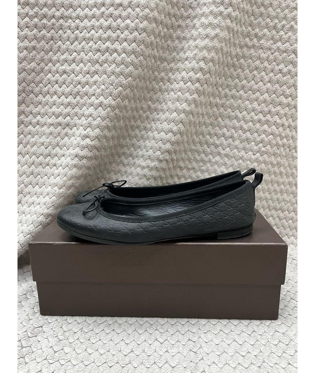 GUCCI Черные кожаные балетки, фото 5