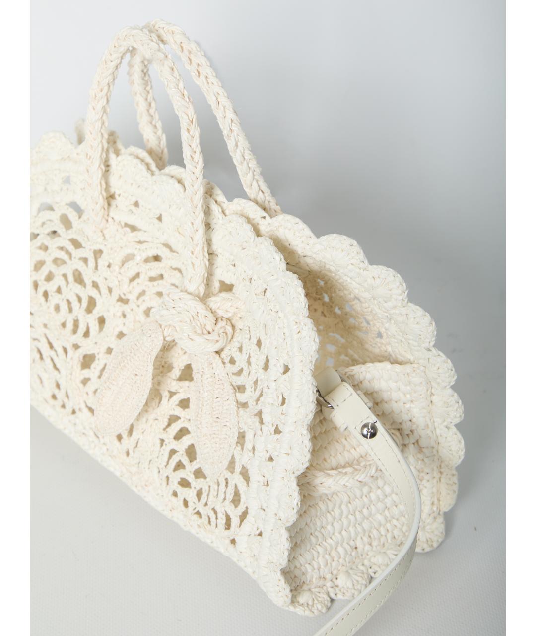 JACQUEMUS Белая пелетеная сумка через плечо, фото 4