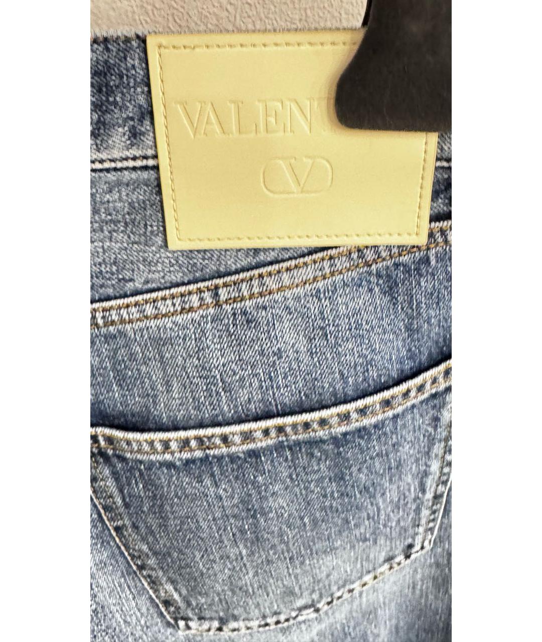 VALENTINO Синие хлопко-эластановые прямые джинсы, фото 2