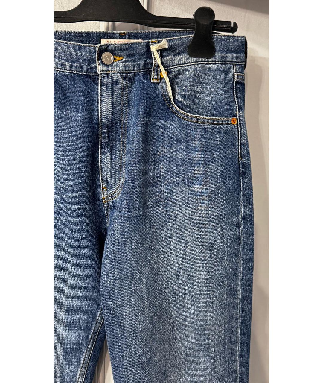 VALENTINO Синие хлопко-эластановые прямые джинсы, фото 3