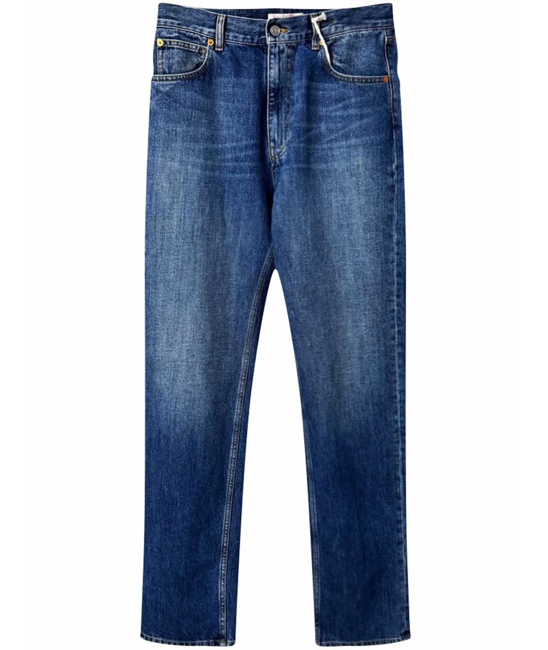 VALENTINO Синие хлопко-эластановые прямые джинсы, фото 1