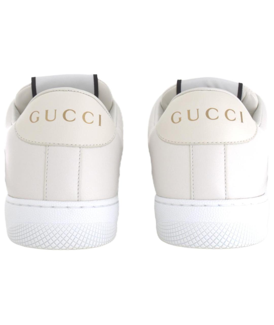 GUCCI Белые кожаные низкие кроссовки / кеды, фото 4