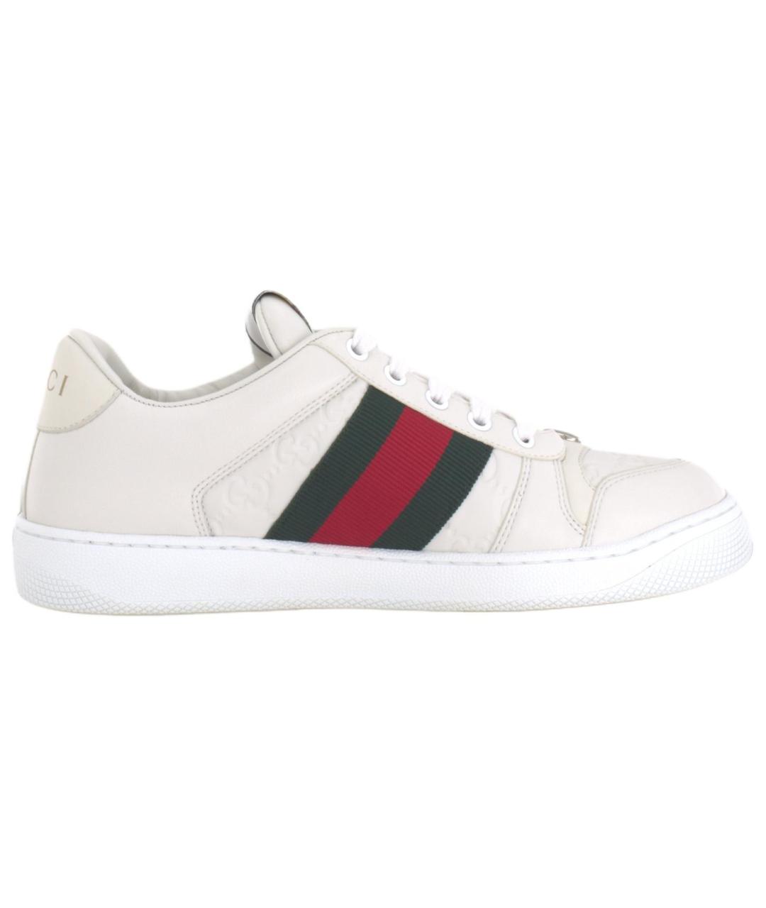 GUCCI Белые кожаные низкие кроссовки / кеды, фото 1