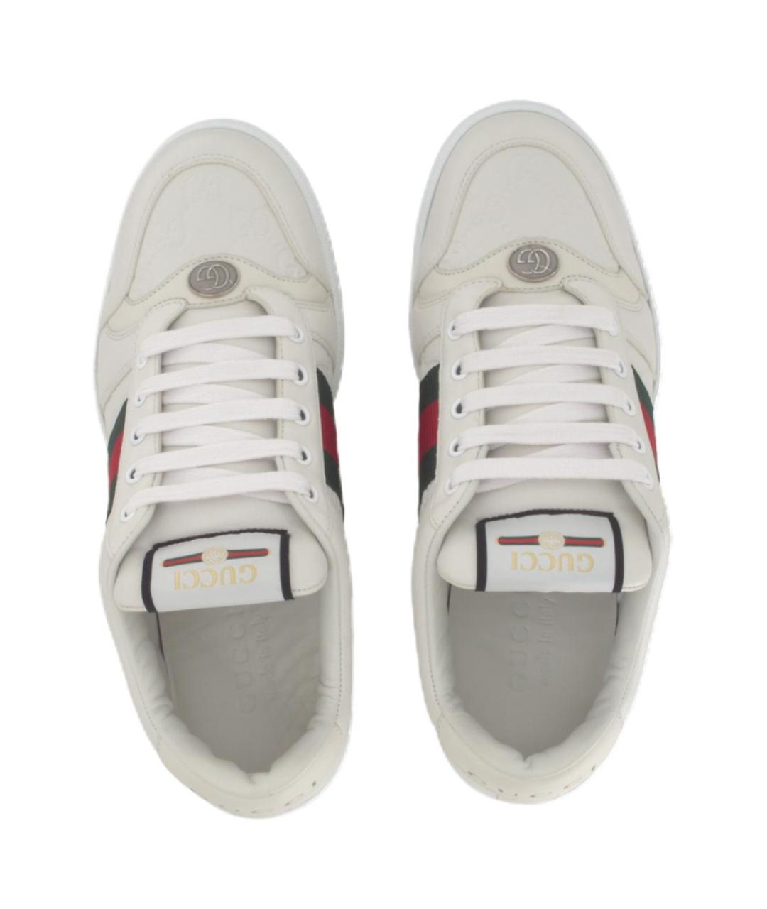 GUCCI Белые кожаные низкие кроссовки / кеды, фото 5