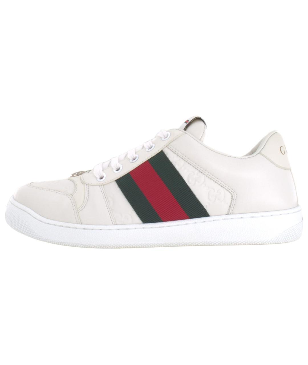 GUCCI Белые кожаные низкие кроссовки / кеды, фото 2