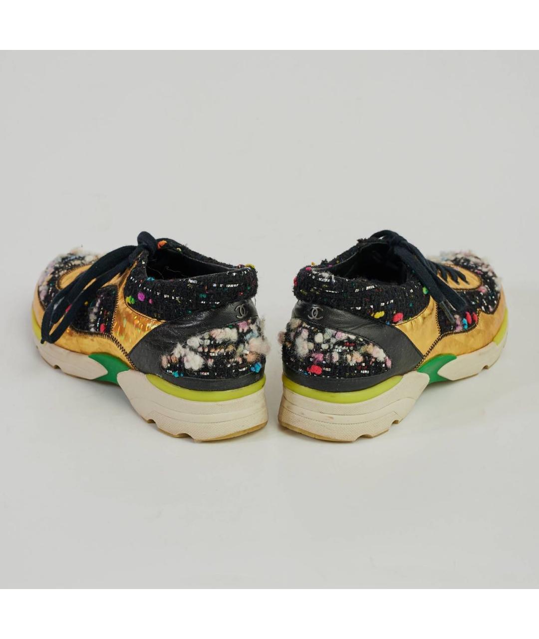 CHANEL Золотые кожаные кроссовки, фото 3