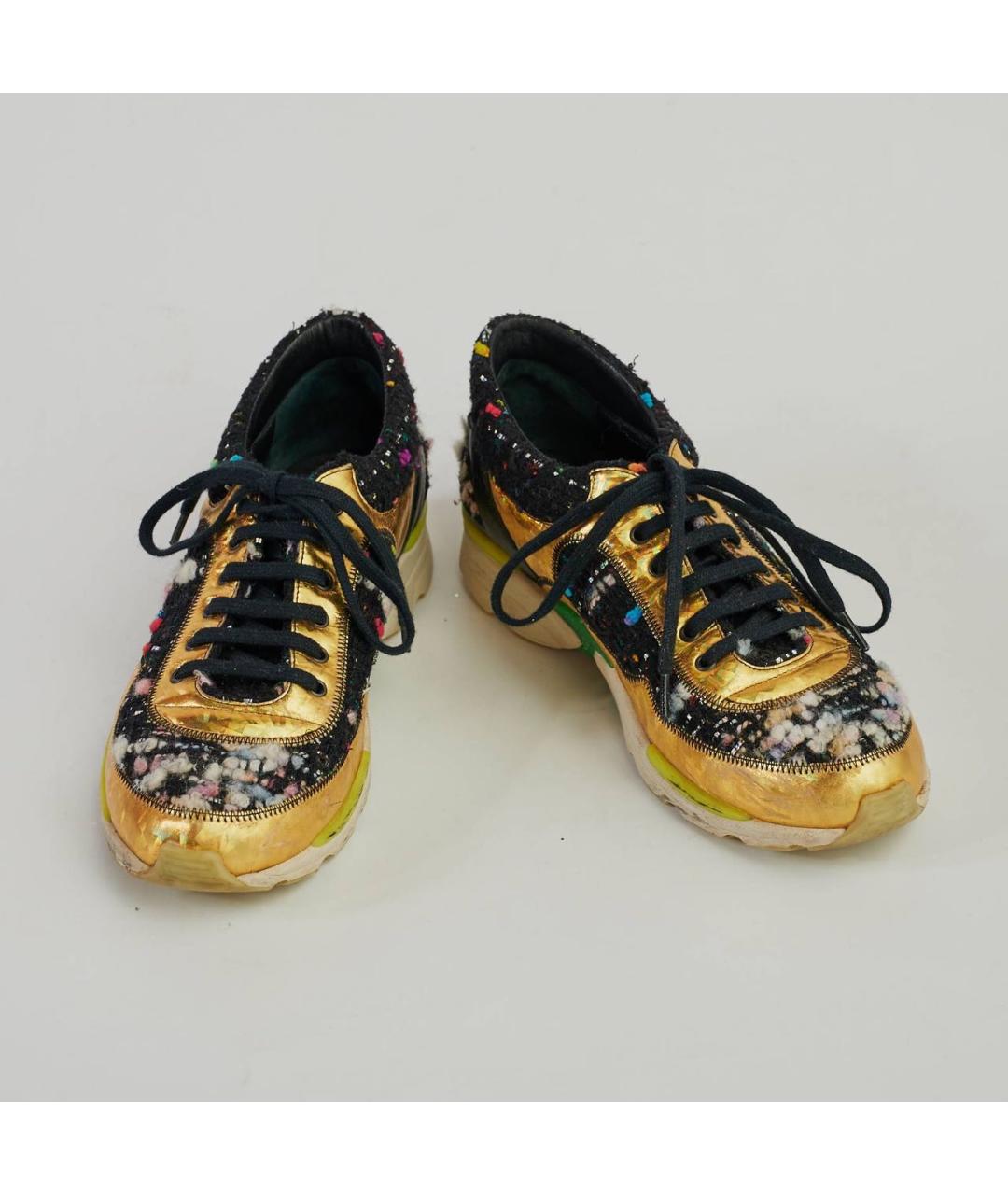 CHANEL Золотые кожаные кроссовки, фото 2