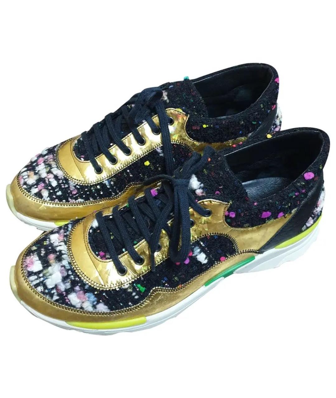 CHANEL Золотые кожаные кроссовки, фото 4