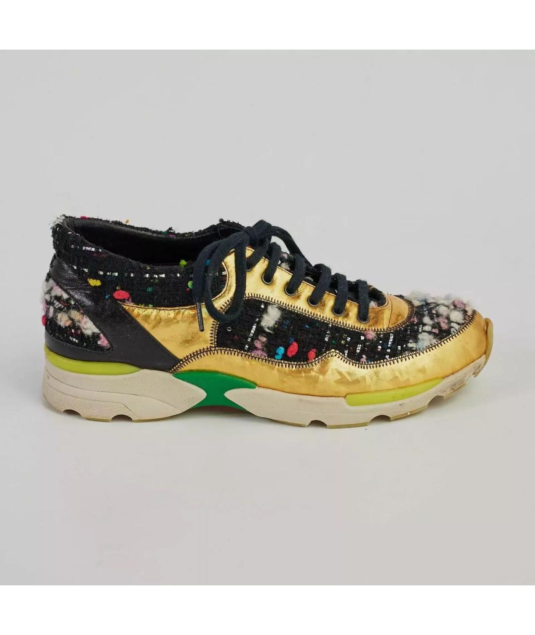 CHANEL Золотые кожаные кроссовки, фото 7