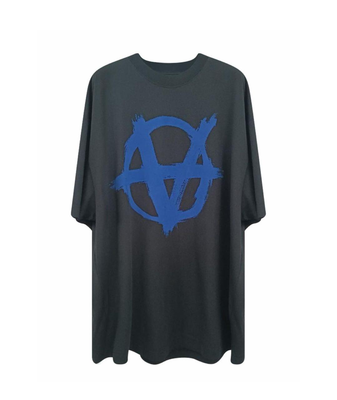 VETEMENTS Черная хлопковая футболка, фото 1