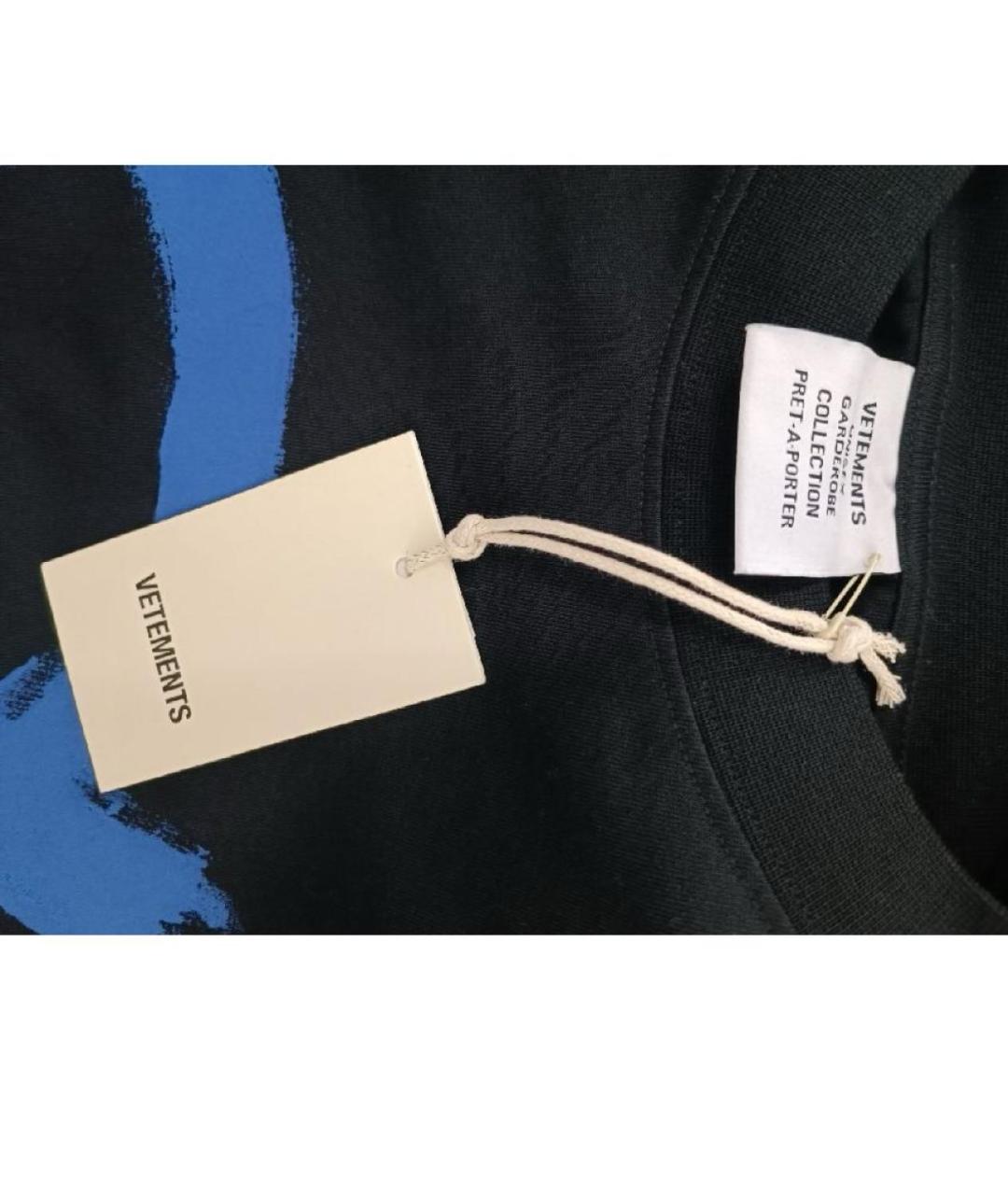 VETEMENTS Черная хлопковая футболка, фото 3