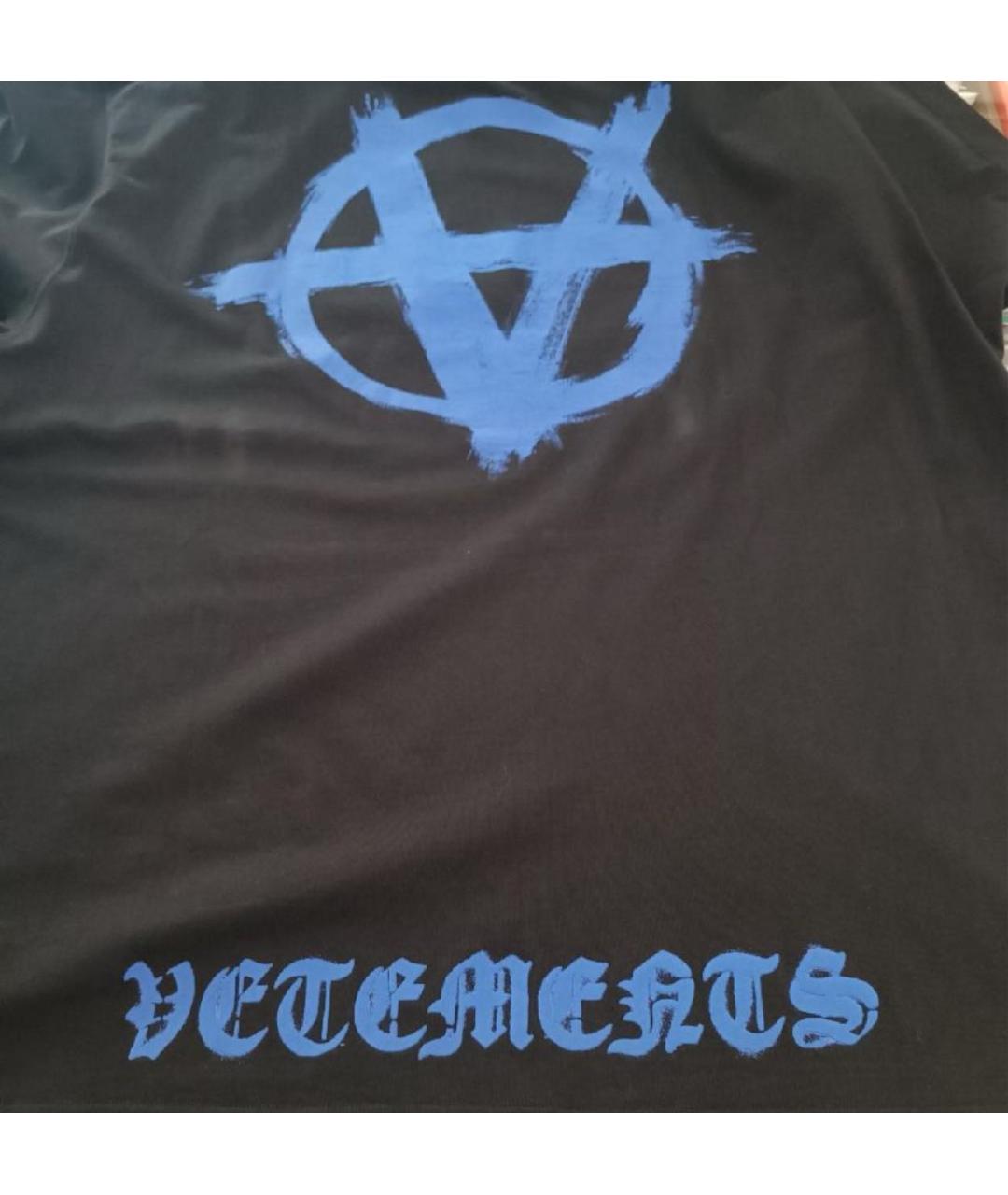 VETEMENTS Черная хлопковая футболка, фото 5