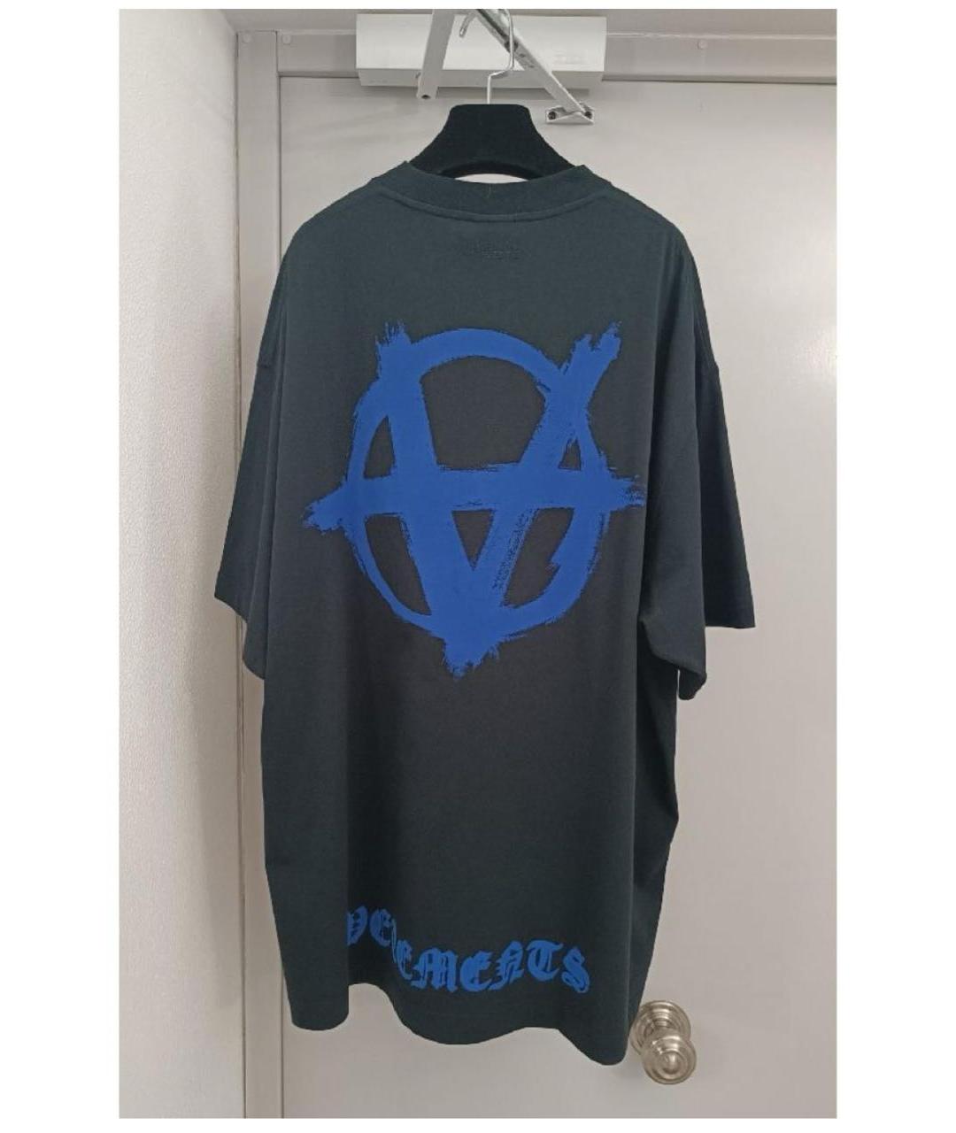 VETEMENTS Черная хлопковая футболка, фото 2