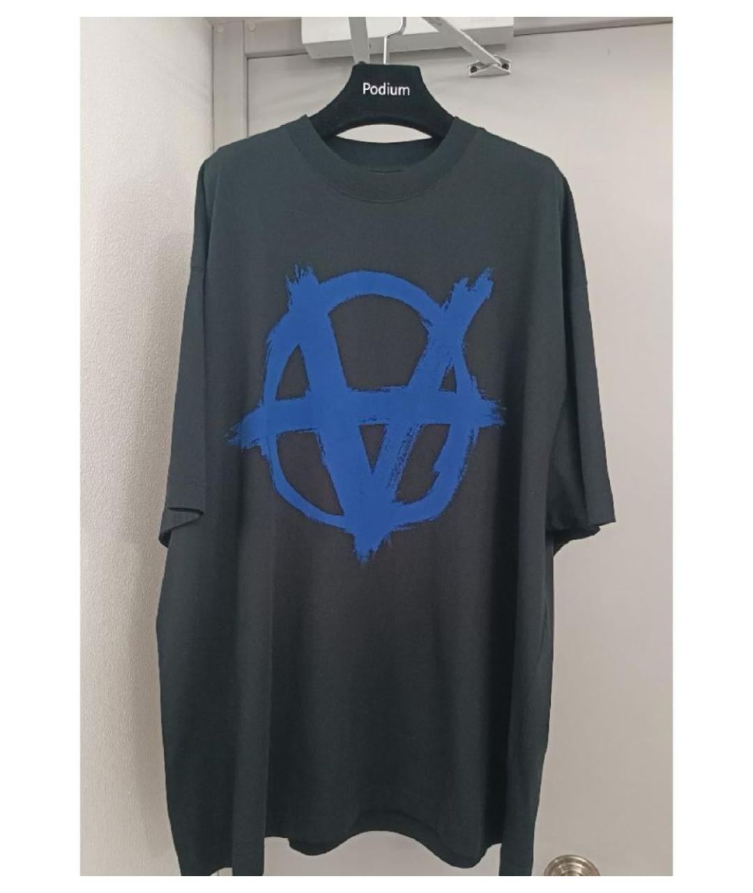 VETEMENTS Черная хлопковая футболка, фото 6