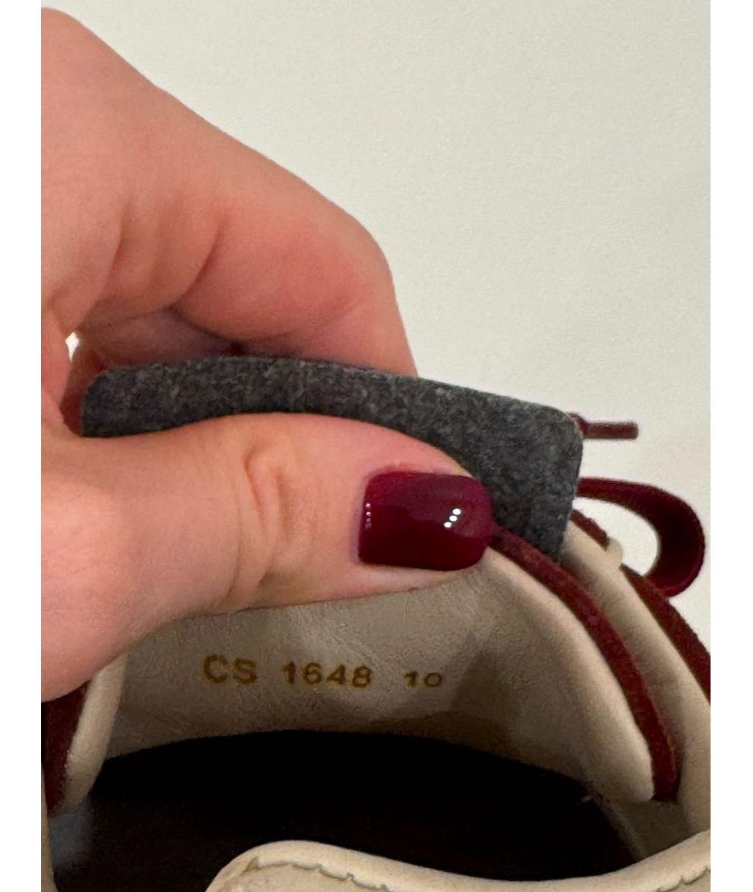 DOLCE&GABBANA Бордовые кожаные низкие кроссовки / кеды, фото 3