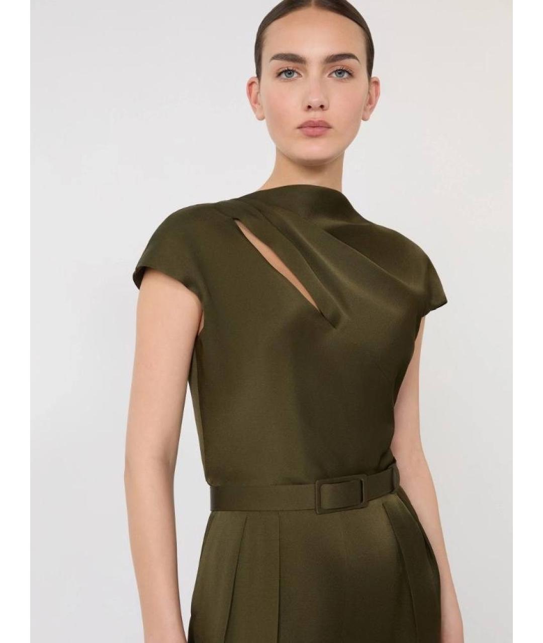 MAX MARA Хаки шелковый комбинезон, фото 4