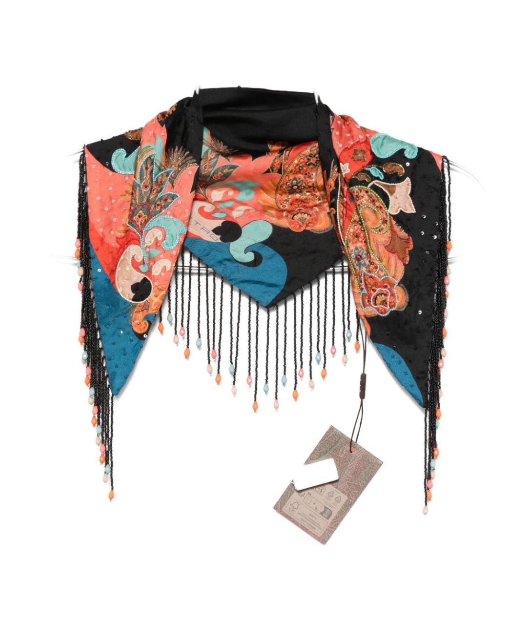 ETRO Черный шелковый шарф, фото 1