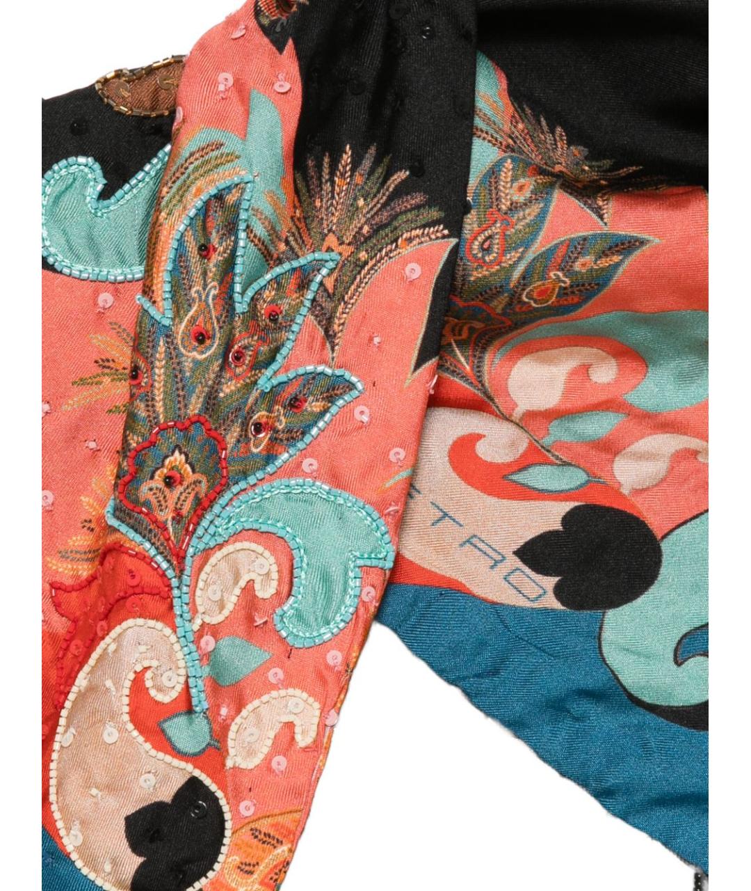 ETRO Черный шелковый шарф, фото 2