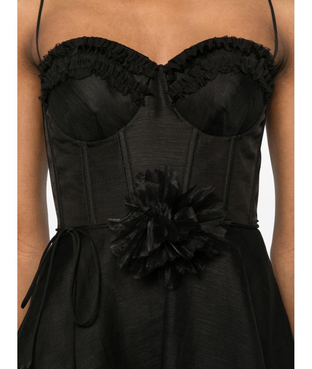 ZIMMERMANN Черное льняное коктейльное платье, фото 2