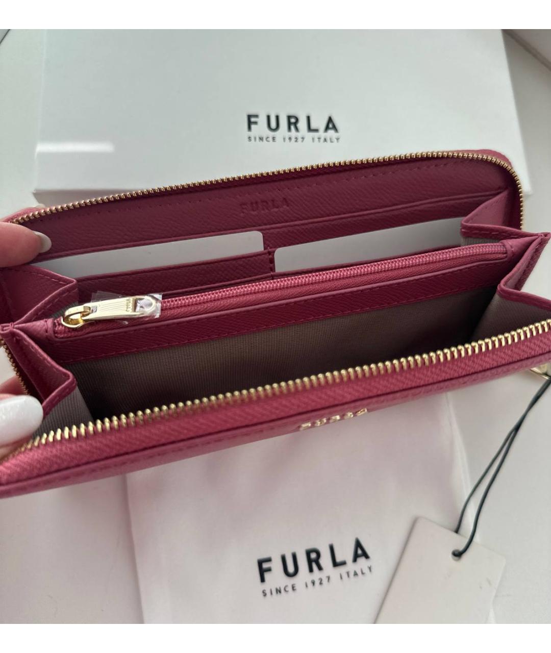 FURLA Розовый кожаный кошелек, фото 4
