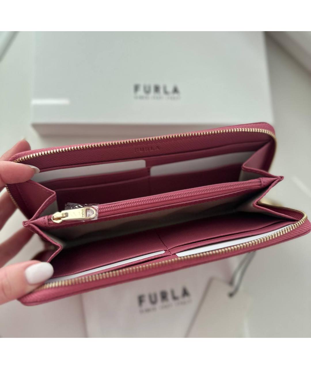 FURLA Розовый кожаный кошелек, фото 5