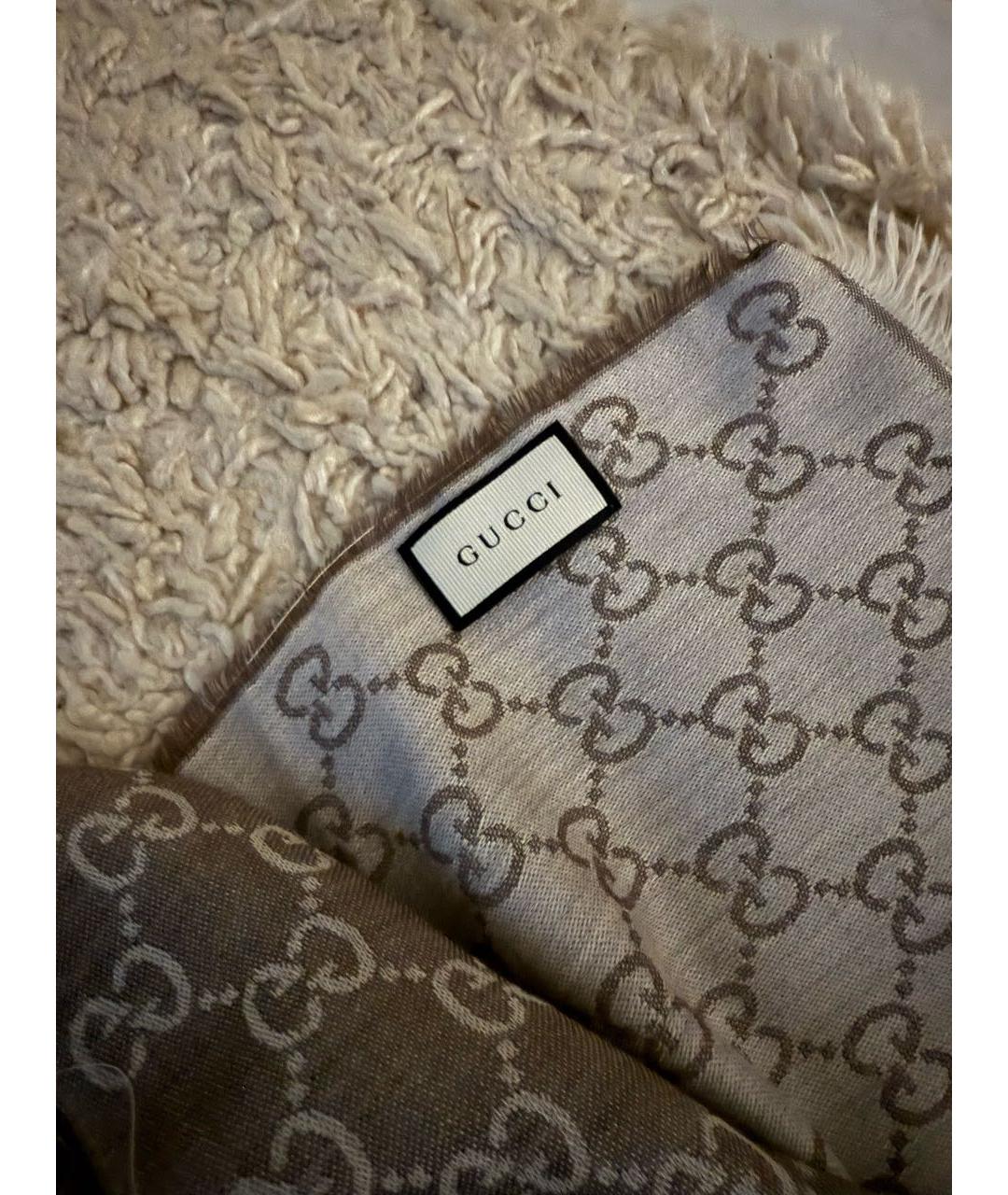 GUCCI Коричневый шарф, фото 2