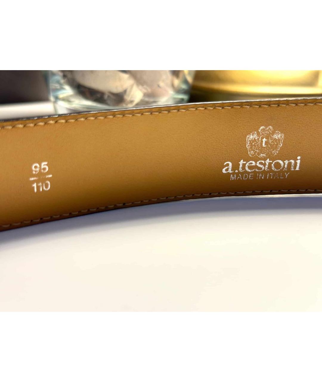 TESTONI Черный ремень из экзотической кожи, фото 2