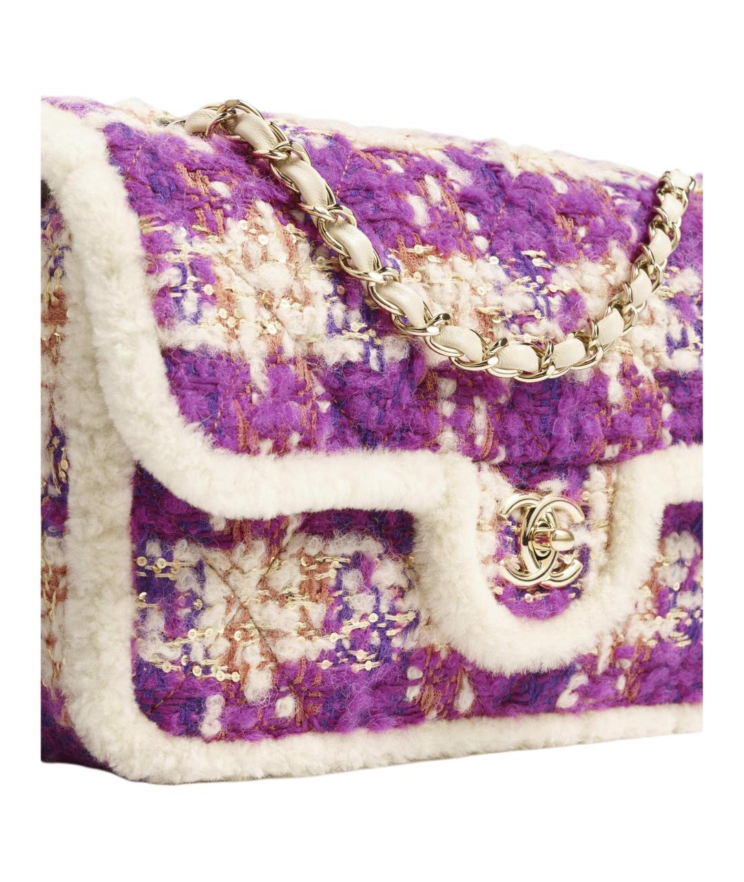 CHANEL Розовая твидовая сумка через плечо, фото 4