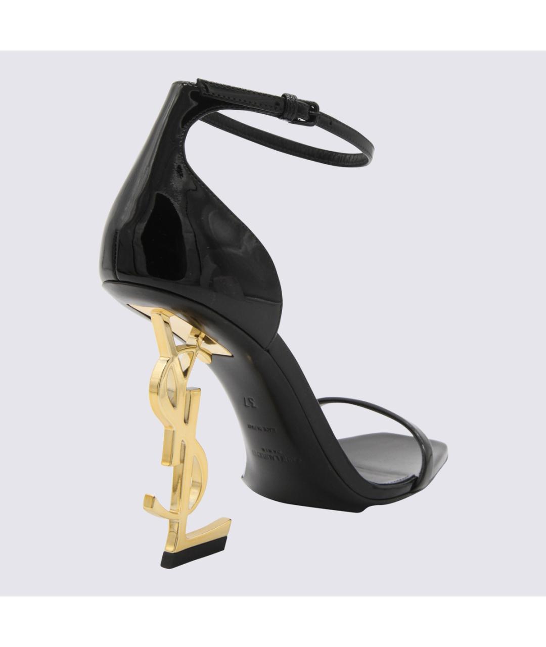 SAINT LAURENT Черные босоножки из лакированной кожи, фото 2