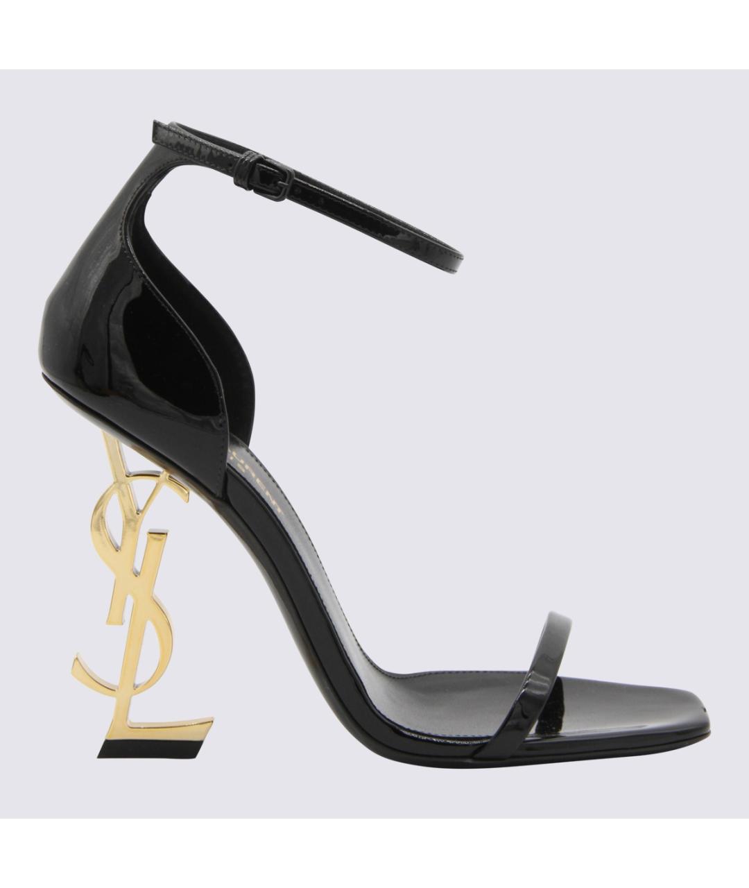 SAINT LAURENT Черные босоножки из лакированной кожи, фото 3