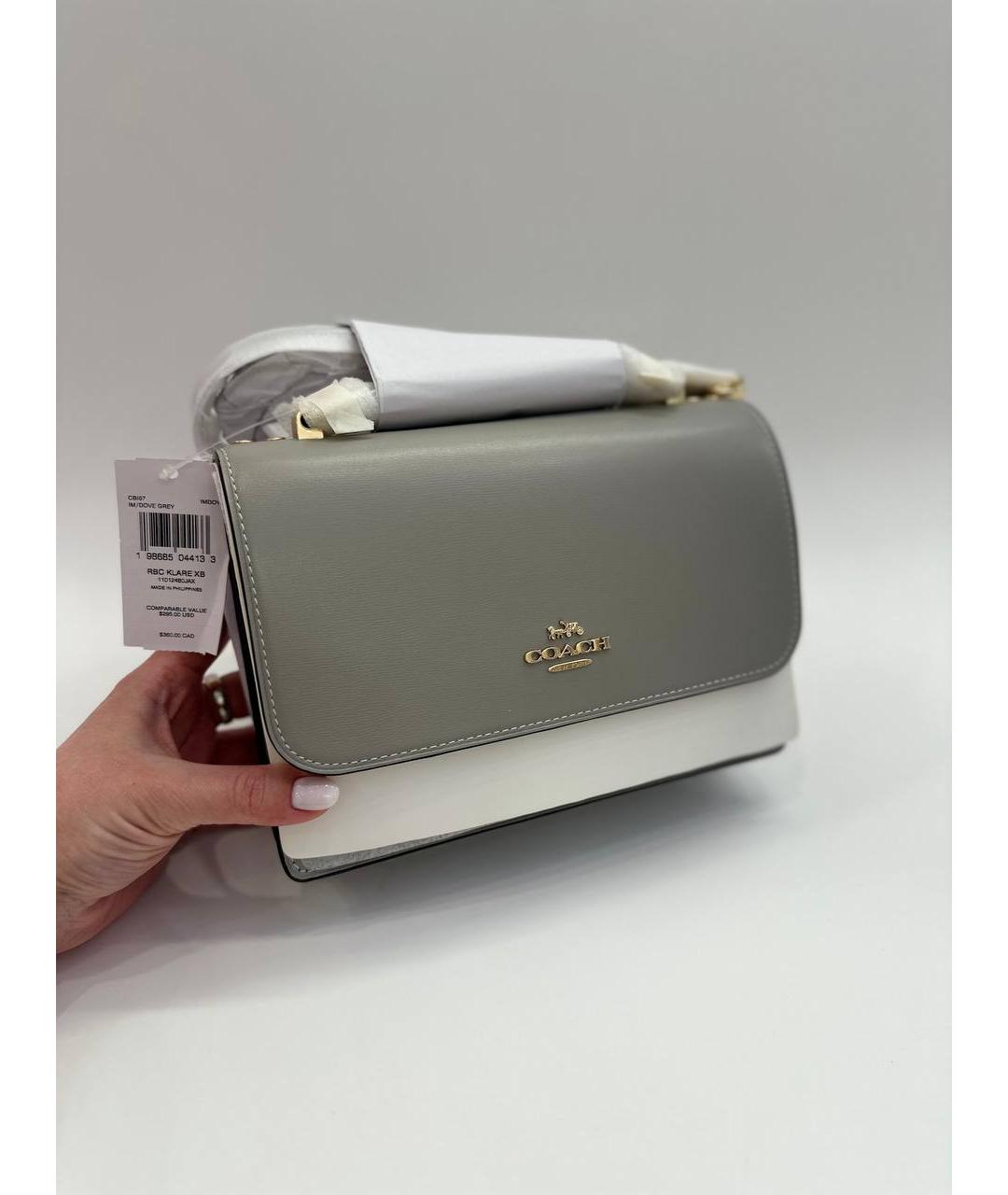COACH Серая кожаная сумка через плечо, фото 5