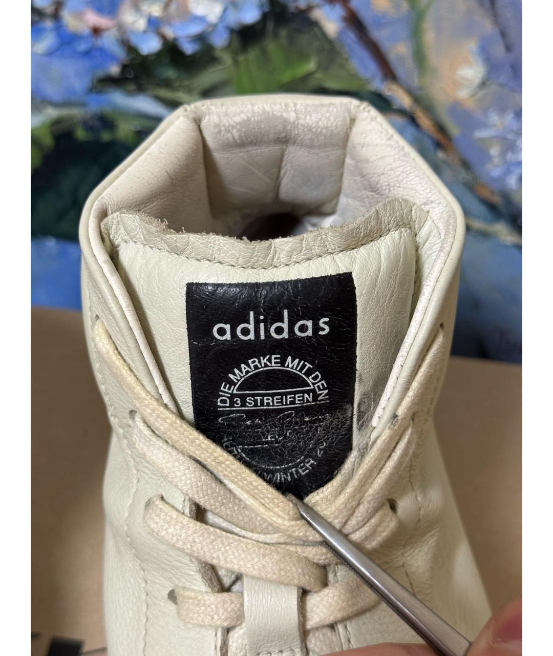 RICK OWENS Бежевые кожаные высокие кроссовки / кеды, фото 5